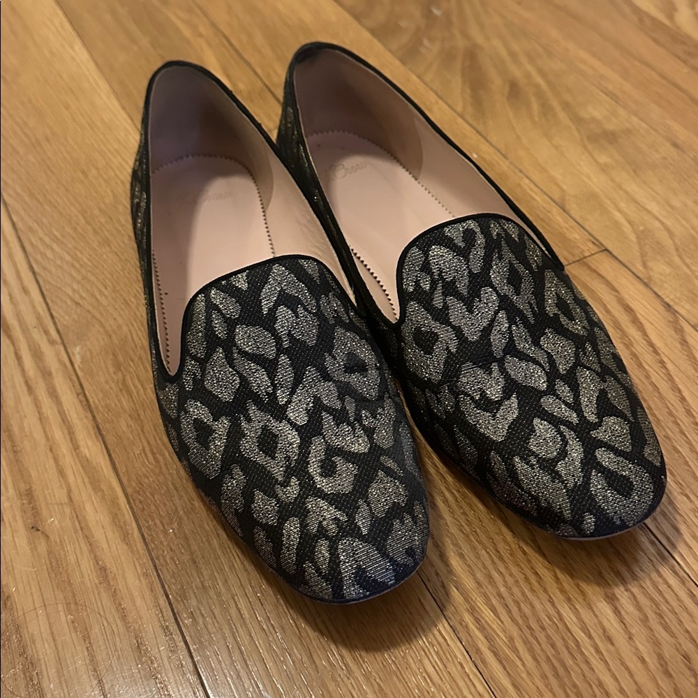 J.Crew Metallic Leopard Print Smoking Slipper / Loafer